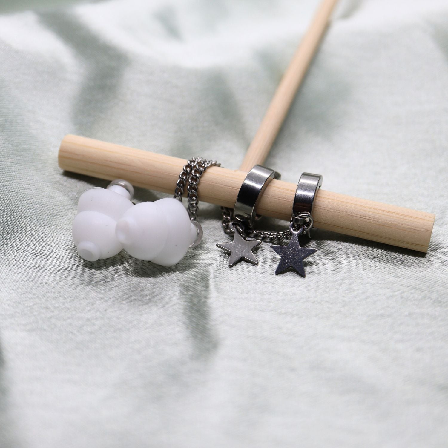 Earcuffs Voor Oordopjes (Ster) Zilver RVS Sfeerbeeld