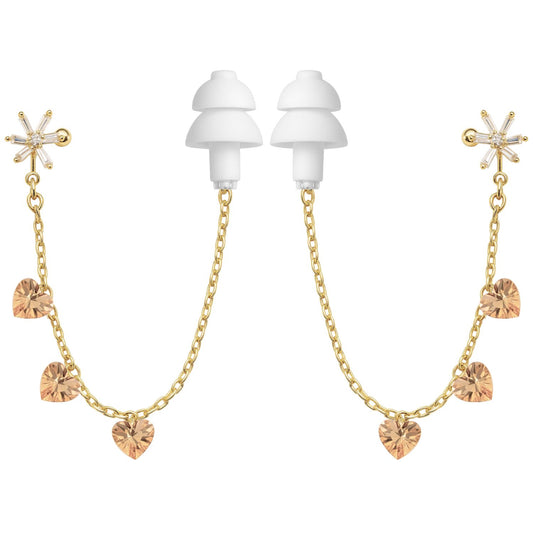 Earcuffs Voor Oordopjes (vlok hartjes) Goudkleurig