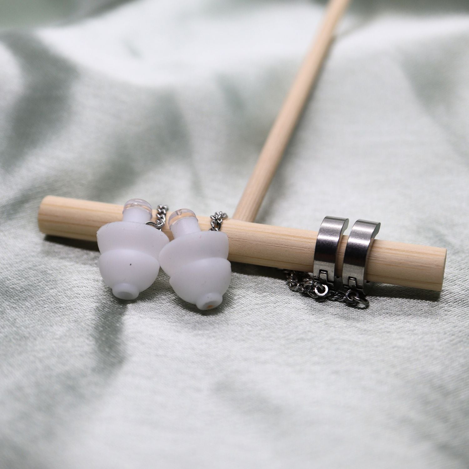 Oorbellen Voor Oordopjes Zilver RVS Sfeerbeeld