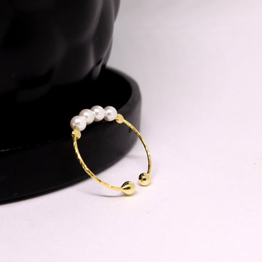 Anxiety Ring (parel) zilver 925 Gold Plated Sfeerbeeld