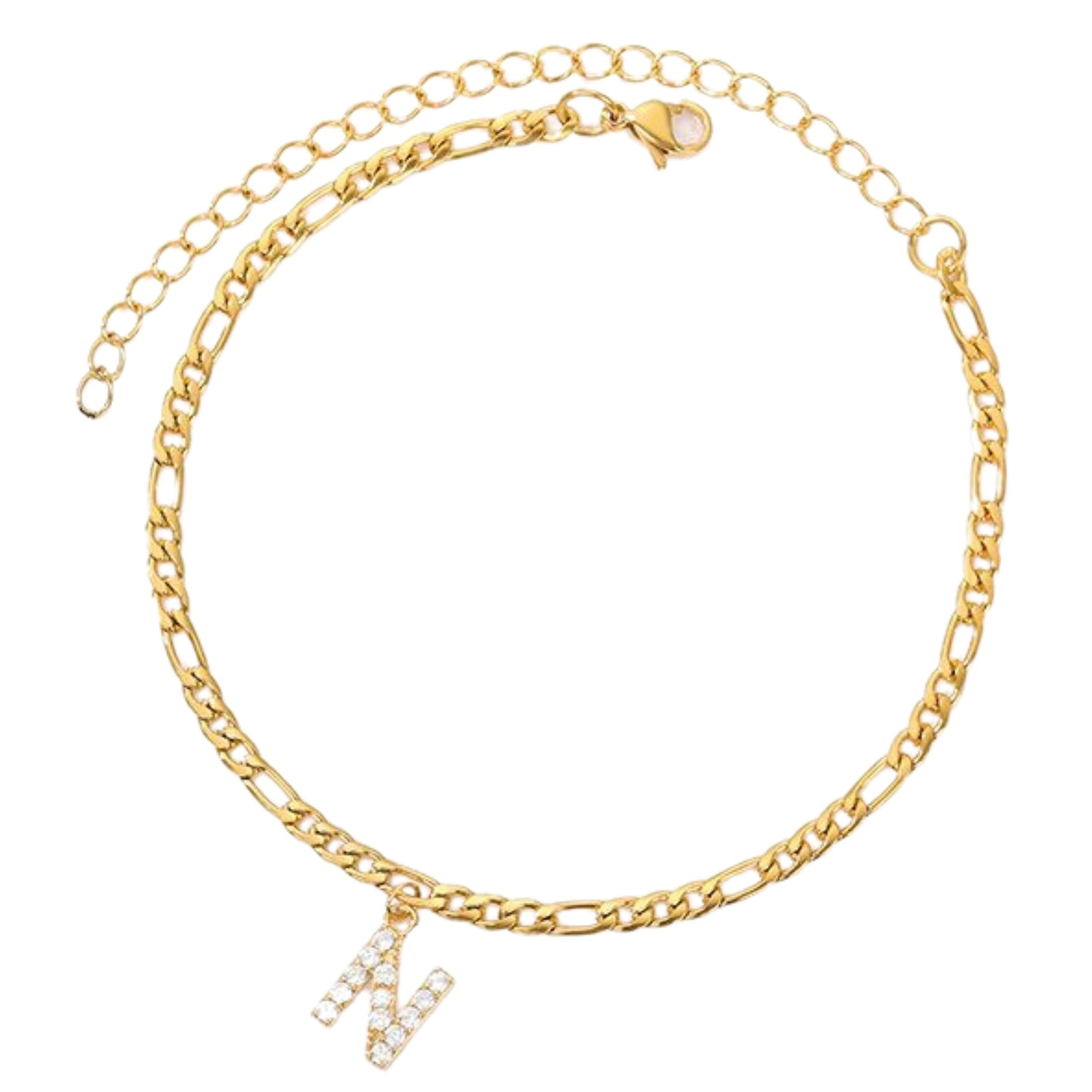 Enkelbandje goud met letter N