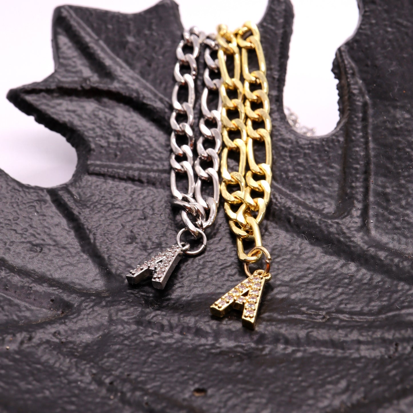 Enkelbandje zilver met letter A varianten