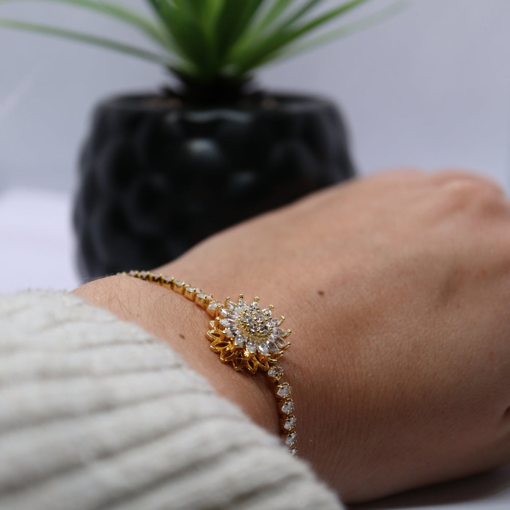 Anxiety Armband (Zonnebloem) Goudkleurig om pols