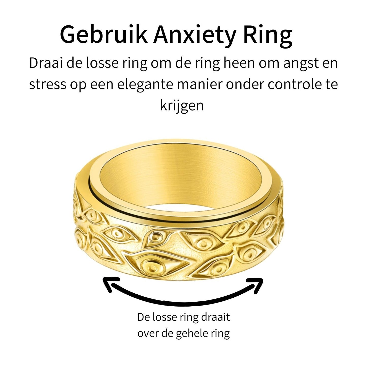 Bague d'anxiété (yeux) en or