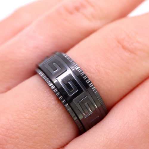 Anxiety ring (Grieks) Zwart om vinger 