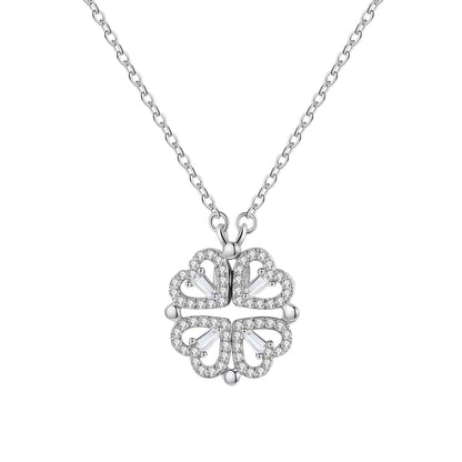 Klavertje vier ketting / hartjes ketting zilver 925