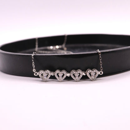 Klavertje vier ketting / hartjes ketting zilver 925 Sfeerbeeld