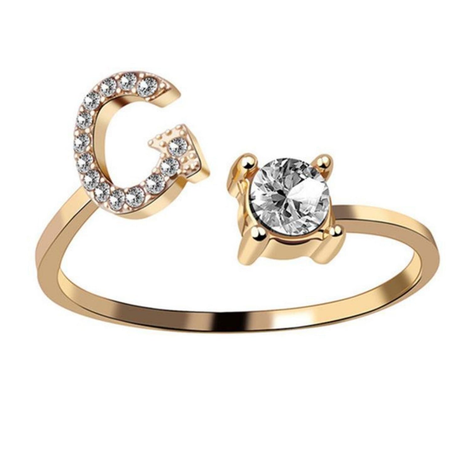 Ring met letter / initial ring zilver 925 Gold Plated - G