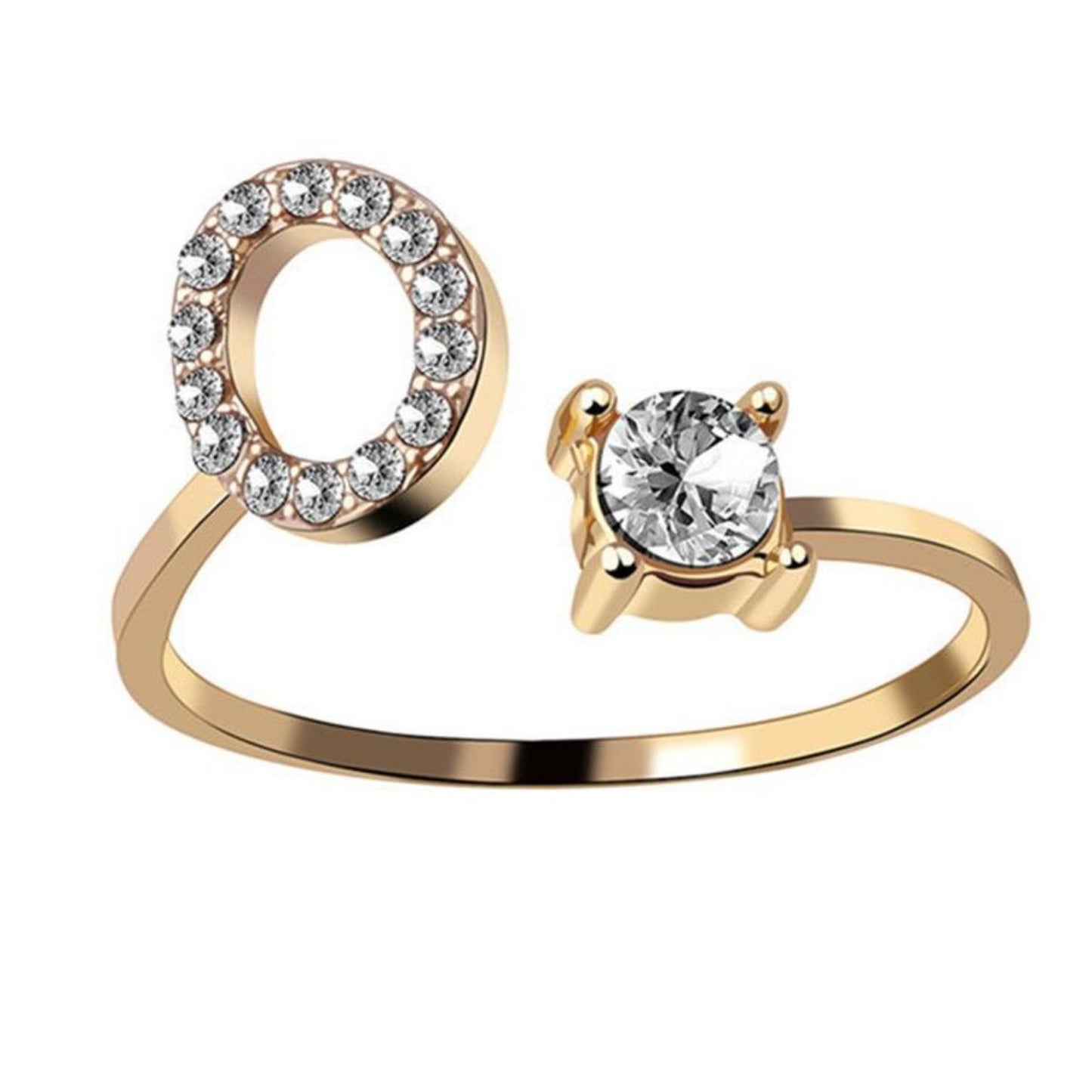 Ring met letter / initial ring zilver 925 Gold Plated - O