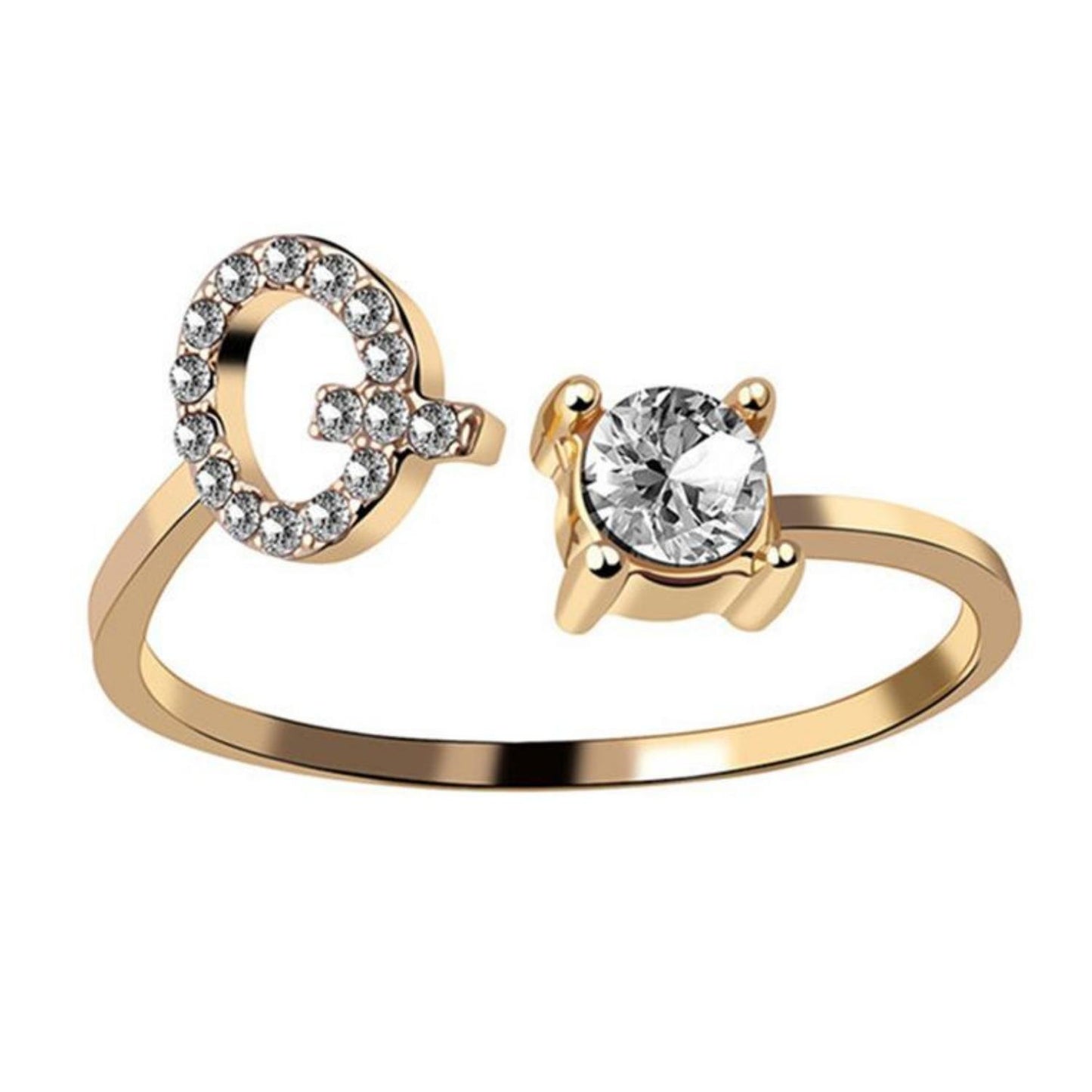 Ring met letter / initial ring zilver 925 Gold Plated - Q