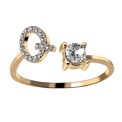 Ring met letter / initial ring zilver 925 Gold Plated - Q