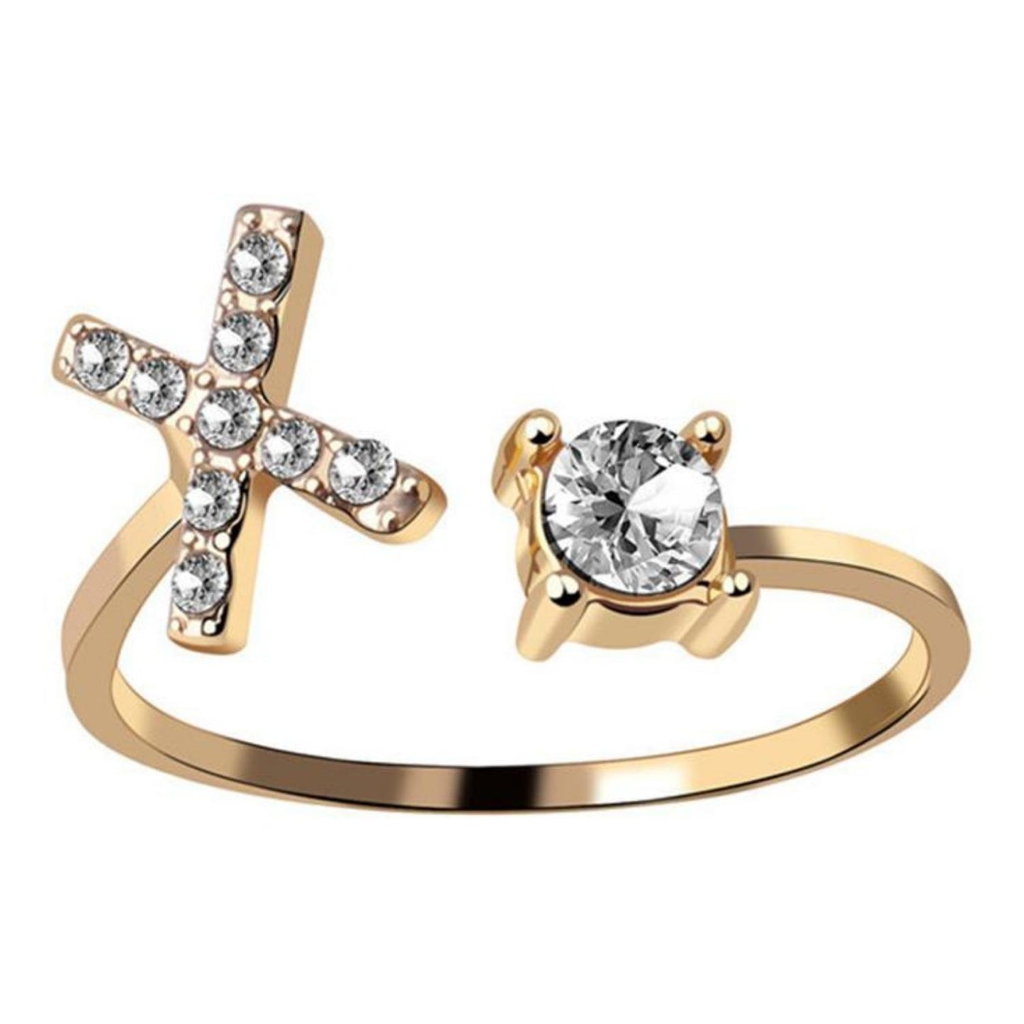 Ring met letter / initial ring zilver 925 Gold Plated - X
