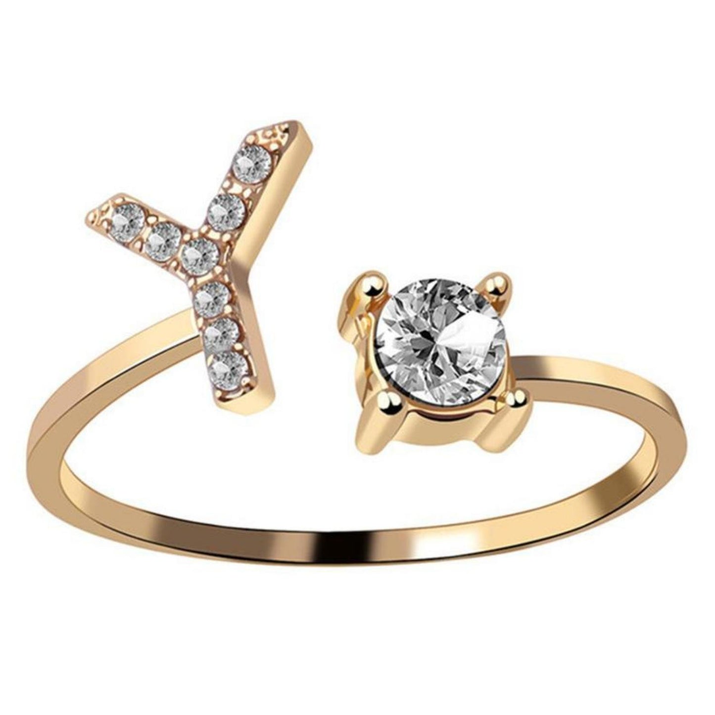 Ring met letter / initial ring zilver 925 Gold Plated - Y