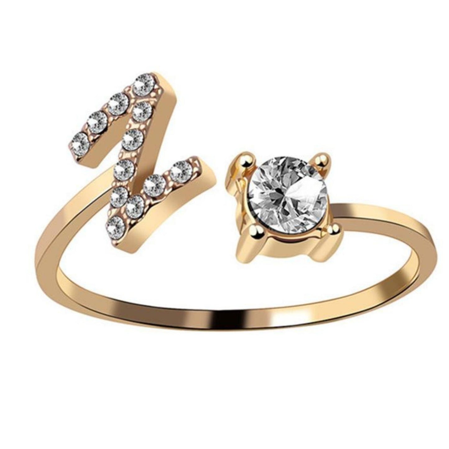 Ring met letter / initial ring zilver 925 Gold Plated - Z
