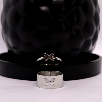 Bague d'amitié papillon couleur argent
