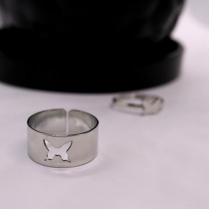 Bague d'amitié papillon couleur argent