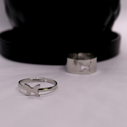 Bague d'amitié papillon couleur argent