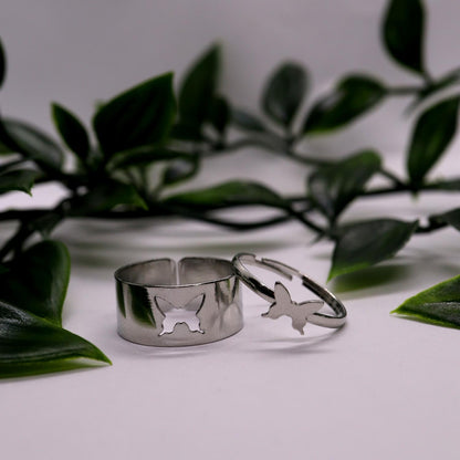 Bague d'amitié papillon couleur argent