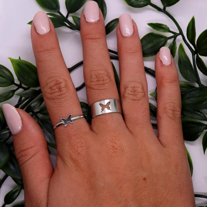 Bague d'amitié papillon couleur argent